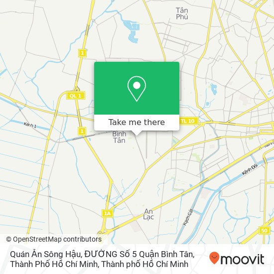Bản đồ Quán Ăn Sông Hậu, ĐƯỜNG Số 5 Quận Bình Tân, Thành Phố Hồ Chí Minh
