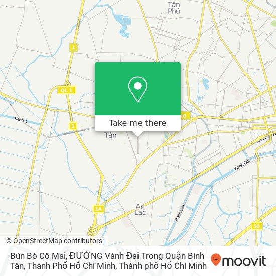 Bản đồ Bún Bò Cô Mai, ĐƯỜNG Vành Đai Trong Quận Bình Tân, Thành Phố Hồ Chí Minh
