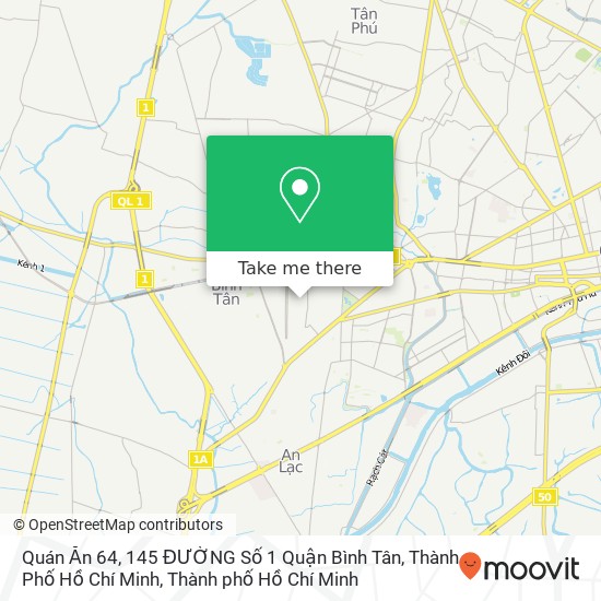 Bản đồ Quán Ăn 64, 145 ĐƯỜNG Số 1 Quận Bình Tân, Thành Phố Hồ Chí Minh