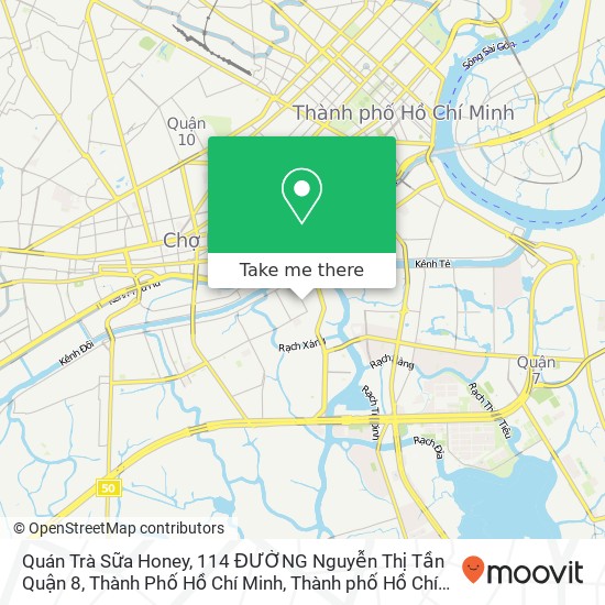 Bản đồ Quán Trà Sữa Honey, 114 ĐƯỜNG Nguyễn Thị Tần Quận 8, Thành Phố Hồ Chí Minh