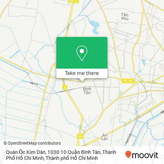 Bản đồ Quán Ốc Kim Dân, 1030 10 Quận Bình Tân, Thành Phố Hồ Chí Minh