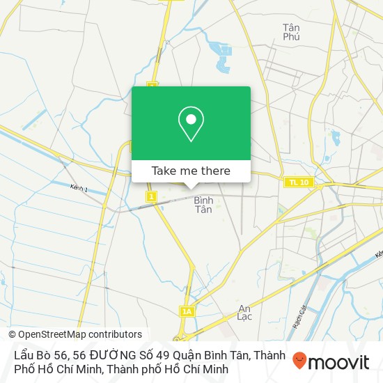 Bản đồ Lẩu Bò 56, 56 ĐƯỜNG Số 49 Quận Bình Tân, Thành Phố Hồ Chí Minh