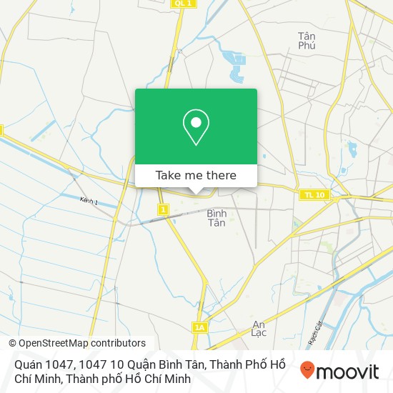 Bản đồ Quán 1047, 1047 10 Quận Bình Tân, Thành Phố Hồ Chí Minh