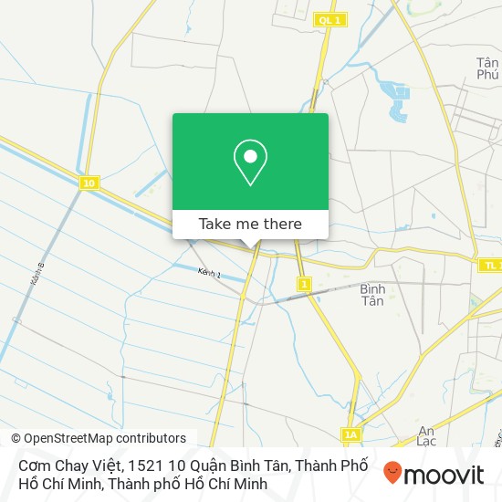 Bản đồ Cơm Chay Việt, 1521 10 Quận Bình Tân, Thành Phố Hồ Chí Minh