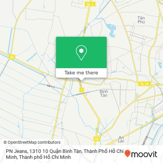 Bản đồ PN Jeans, 1310 10 Quận Bình Tân, Thành Phố Hồ Chí Minh