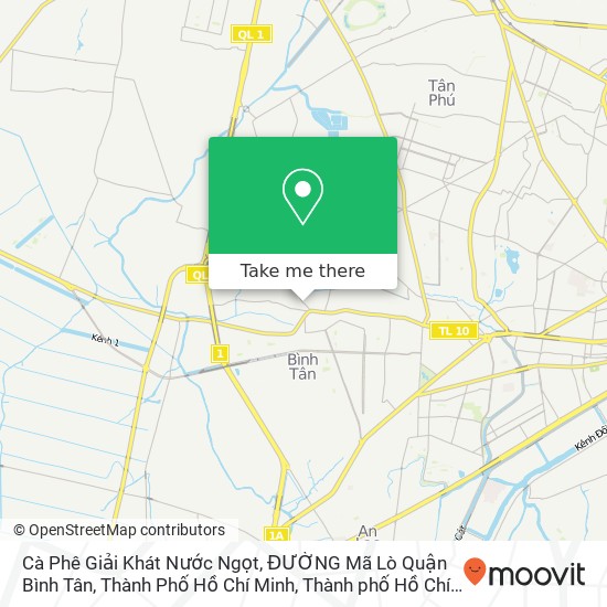 Bản đồ Cà Phê Giải Khát Nước Ngọt, ĐƯỜNG Mã Lò Quận Bình Tân, Thành Phố Hồ Chí Minh