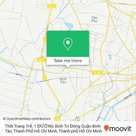 Bản đồ Thời Trang Trẻ, 1 ĐƯỜNG Bình Trị Đông Quận Bình Tân, Thành Phố Hồ Chí Minh