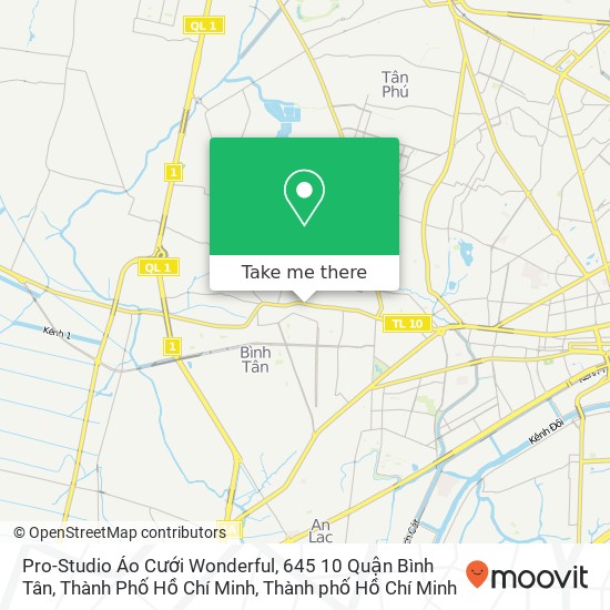 Bản đồ Pro-Studio Áo Cưới Wonderful, 645 10 Quận Bình Tân, Thành Phố Hồ Chí Minh