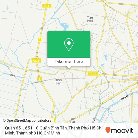 Bản đồ Quán 651, 651 10 Quận Bình Tân, Thành Phố Hồ Chí Minh