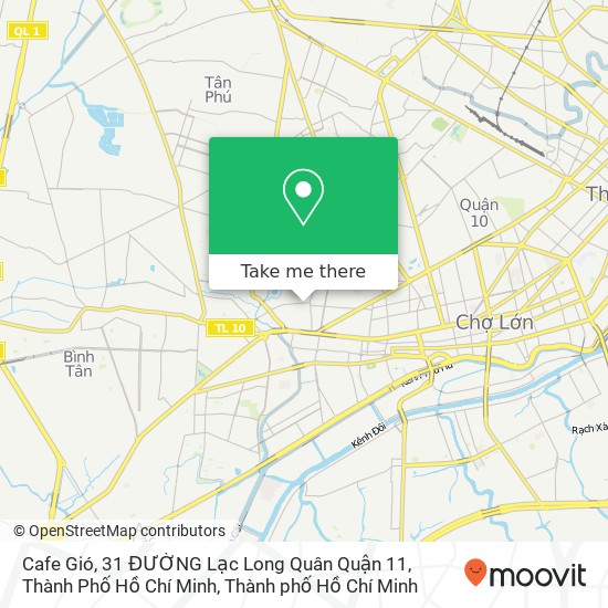 Bản đồ Cafe Gió, 31 ĐƯỜNG Lạc Long Quân Quận 11, Thành Phố Hồ Chí Minh