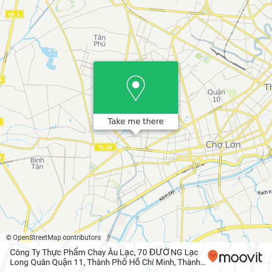 Bản đồ Công Ty Thực Phẩm Chay Âu Lạc, 70 ĐƯỜNG Lạc Long Quân Quận 11, Thành Phố Hồ Chí Minh