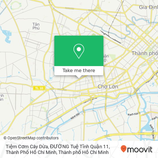 Bản đồ Tiệm Cơm Cây Dừa, ĐƯỜNG Tuệ Tĩnh Quận 11, Thành Phố Hồ Chí Minh