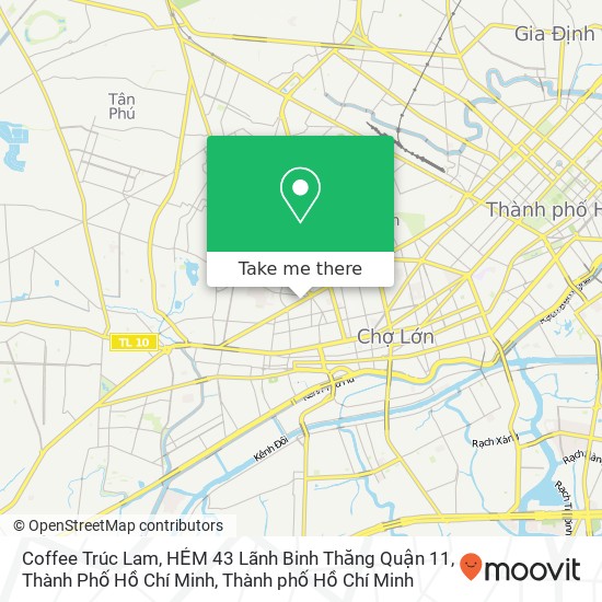 Bản đồ Coffee Trúc Lam, HẺM 43 Lãnh Binh Thăng Quận 11, Thành Phố Hồ Chí Minh