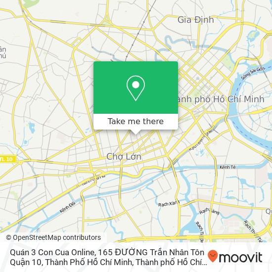 Bản đồ Quán 3 Con Cua Online, 165 ĐƯỜNG Trần Nhân Tôn Quận 10, Thành Phố Hồ Chí Minh