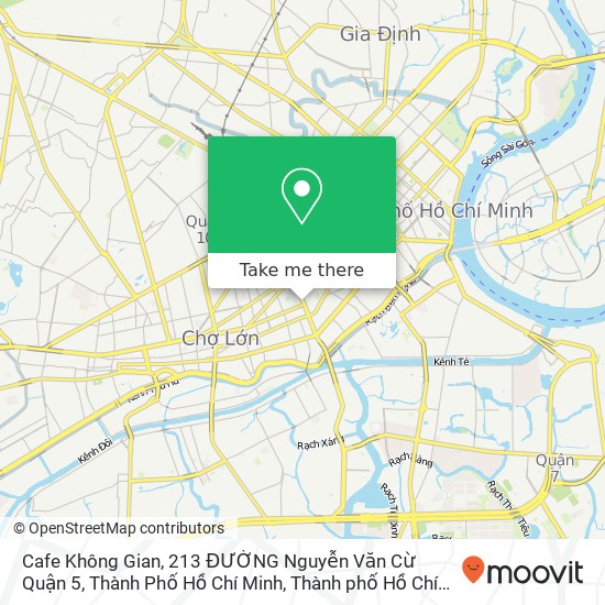 Bản đồ Cafe Không Gian, 213 ĐƯỜNG Nguyễn Văn Cừ Quận 5, Thành Phố Hồ Chí Minh