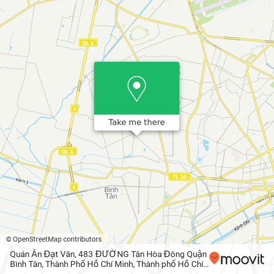 Bản đồ Quán Ăn Đạt Vân, 483 ĐƯỜNG Tân Hòa Đông Quận Bình Tân, Thành Phố Hồ Chí Minh