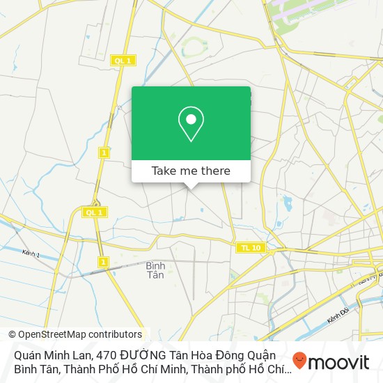 Bản đồ Quán Minh Lan, 470 ĐƯỜNG Tân Hòa Đông Quận Bình Tân, Thành Phố Hồ Chí Minh