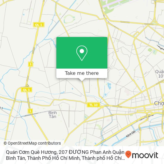 Bản đồ Quán Cơm Quê Hương, 207 ĐƯỜNG Phan Anh Quận Bình Tân, Thành Phố Hồ Chí Minh