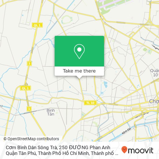 Bản đồ Cơm Bình Dân Sông Trà, 250 ĐƯỜNG Phan Anh Quận Tân Phú, Thành Phố Hồ Chí Minh