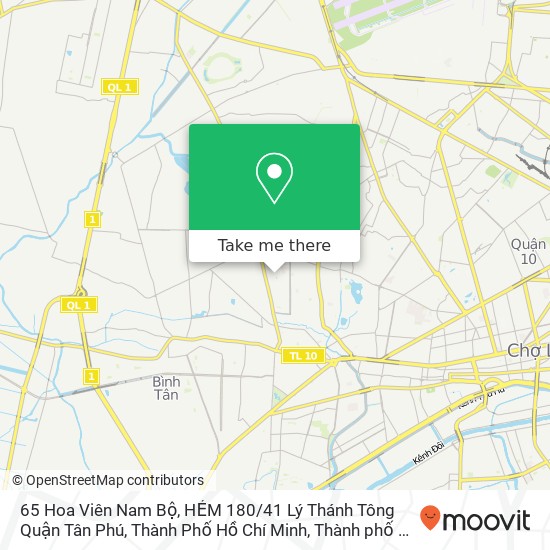 Bản đồ 65 Hoa Viên Nam Bộ, HẺM 180 / 41 Lý Thánh Tông Quận Tân Phú, Thành Phố Hồ Chí Minh