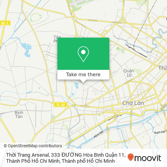 Bản đồ Thời Trang Arsenal, 333 ĐƯỜNG Hòa Bình Quận 11, Thành Phố Hồ Chí Minh
