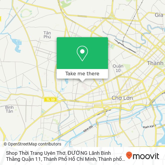 Bản đồ Shop Thời Trang Uyên Thơ, ĐƯỜNG Lãnh Binh Thăng Quận 11, Thành Phố Hồ Chí Minh