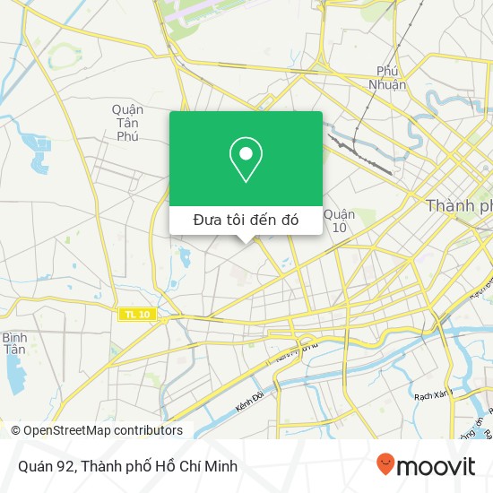 Bản đồ Quán 92, 92 ĐƯỜNG Bình Thới Quận 11, Thành Phố Hồ Chí Minh