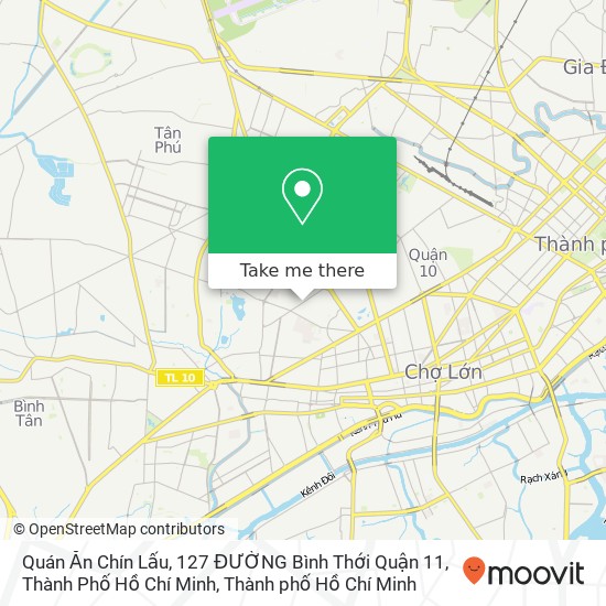 Bản đồ Quán Ăn Chín Lấu, 127 ĐƯỜNG Bình Thới Quận 11, Thành Phố Hồ Chí Minh
