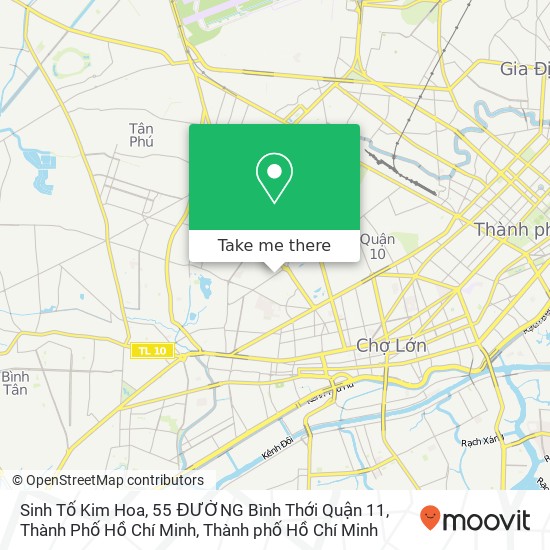 Bản đồ Sinh Tố Kim Hoa, 55 ĐƯỜNG Bình Thới Quận 11, Thành Phố Hồ Chí Minh