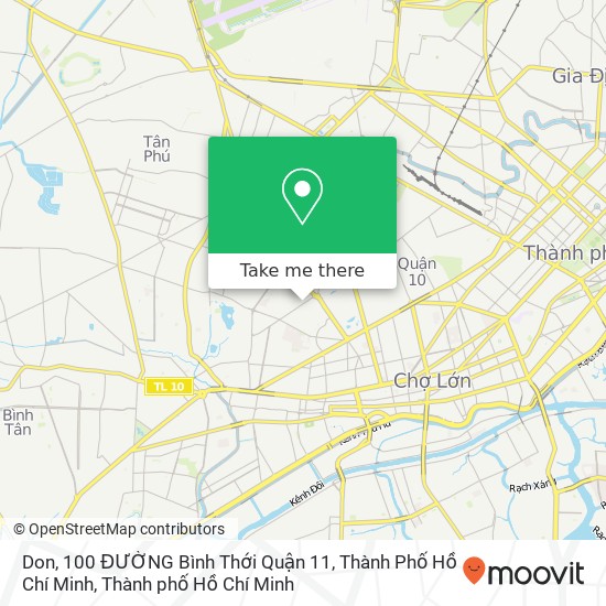 Bản đồ Don, 100 ĐƯỜNG Bình Thới Quận 11, Thành Phố Hồ Chí Minh