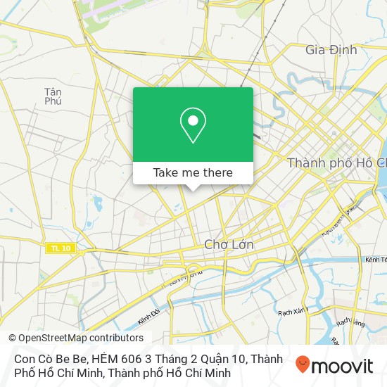 Bản đồ Con Cò Be Be, HẺM 606 3 Tháng 2 Quận 10, Thành Phố Hồ Chí Minh