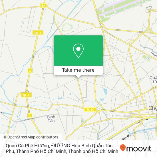 Bản đồ Quán Cà Phê Hương, ĐƯỜNG Hòa Bình Quận Tân Phú, Thành Phố Hồ Chí Minh