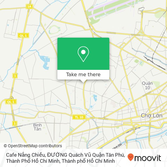 Bản đồ Cafe Nắng Chiều, ĐƯỜNG Quách Vũ Quận Tân Phú, Thành Phố Hồ Chí Minh