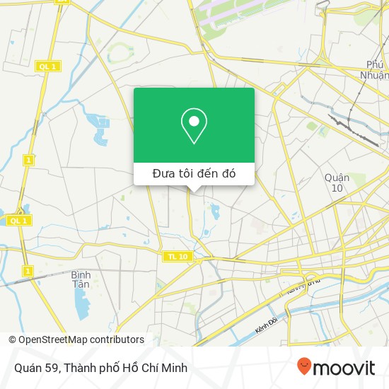 Bản đồ Quán 59, 59 ĐƯỜNG Hòa Bình Quận Tân Phú, Thành Phố Hồ Chí Minh