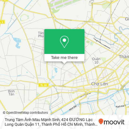 Bản đồ Trung Tâm Ảnh Màu Mạnh Sinh, 424 ĐƯỜNG Lạc Long Quân Quận 11, Thành Phố Hồ Chí Minh