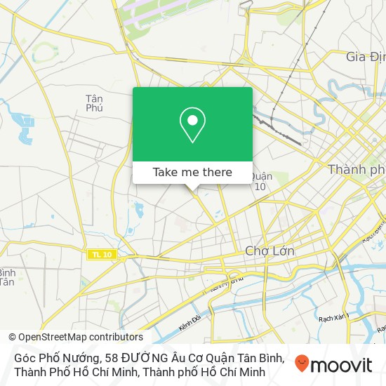 Bản đồ Góc Phố Nướng, 58 ĐƯỜNG Âu Cơ Quận Tân Bình, Thành Phố Hồ Chí Minh