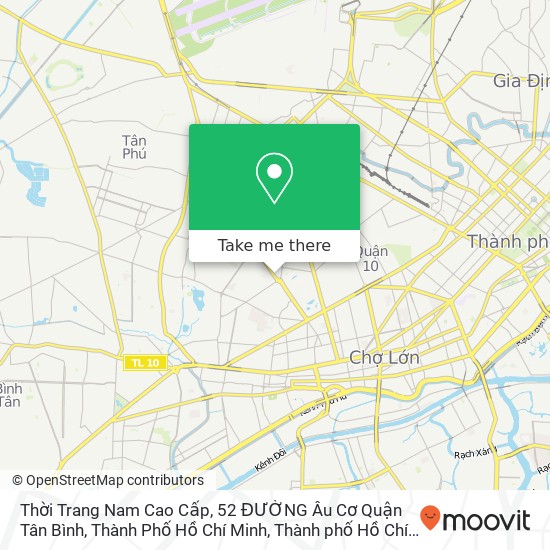 Bản đồ Thời Trang Nam Cao Cấp, 52 ĐƯỜNG Âu Cơ Quận Tân Bình, Thành Phố Hồ Chí Minh