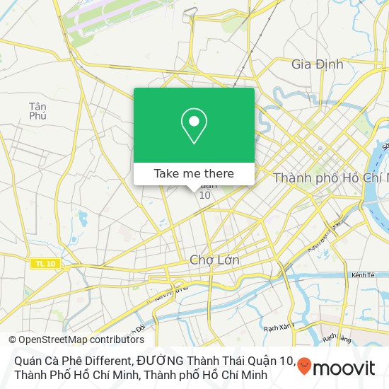 Bản đồ Quán Cà Phê Different, ĐƯỜNG Thành Thái Quận 10, Thành Phố Hồ Chí Minh