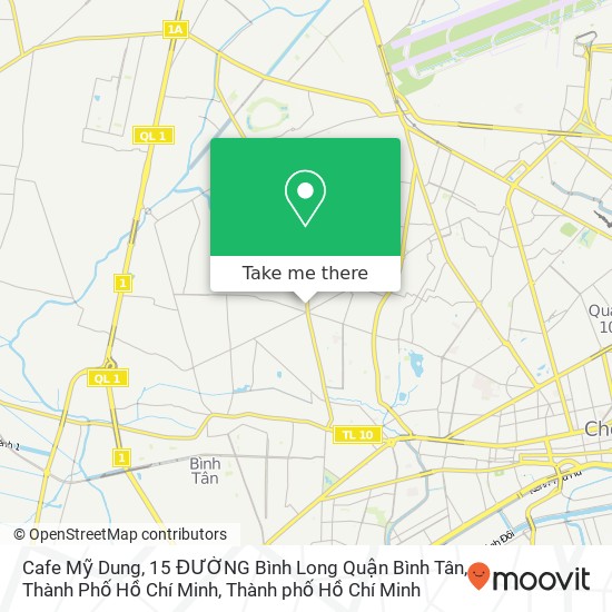 Bản đồ Cafe Mỹ Dung, 15 ĐƯỜNG Bình Long Quận Bình Tân, Thành Phố Hồ Chí Minh