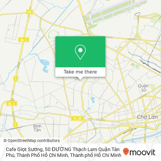 Bản đồ Cafe Giọt Sương, 50 ĐƯỜNG Thạch Lam Quận Tân Phú, Thành Phố Hồ Chí Minh