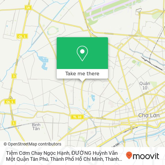 Bản đồ Tiệm Cơm Chay Ngọc Hạnh, ĐƯỜNG Huỳnh Văn Một Quận Tân Phú, Thành Phố Hồ Chí Minh