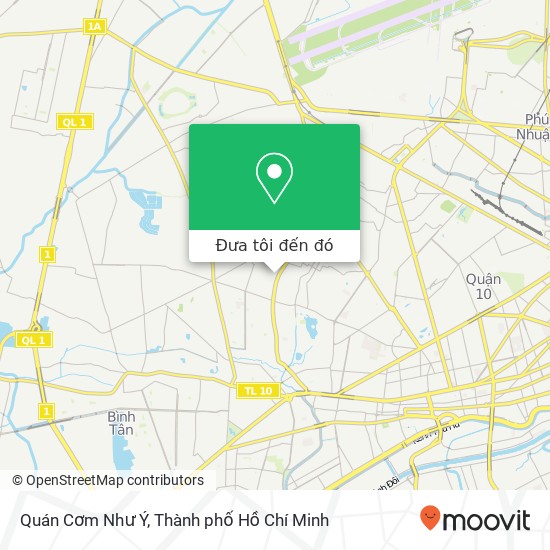 Bản đồ Quán Cơm Như Ý, ĐƯỜNG Huỳnh Văn Một Quận Tân Phú, Thành Phố Hồ Chí Minh