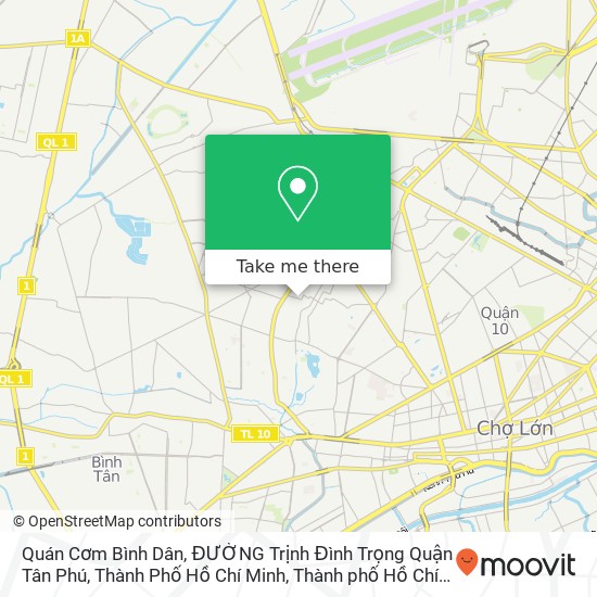Bản đồ Quán Cơm Bình Dân, ĐƯỜNG Trịnh Đình Trọng Quận Tân Phú, Thành Phố Hồ Chí Minh