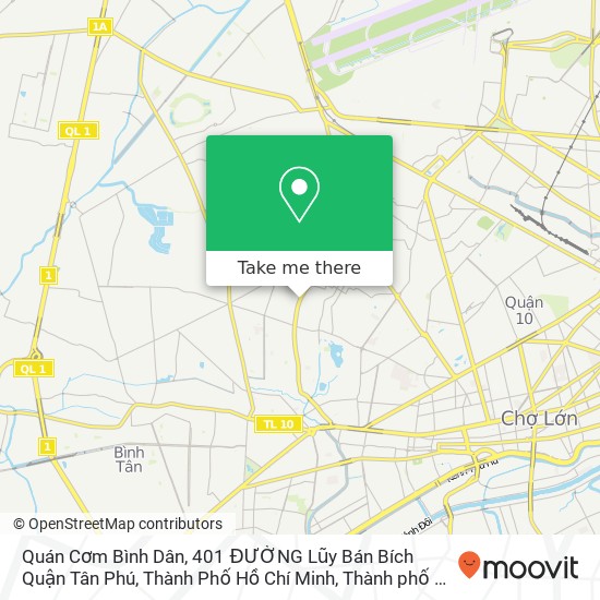 Bản đồ Quán Cơm Bình Dân, 401 ĐƯỜNG Lũy Bán Bích Quận Tân Phú, Thành Phố Hồ Chí Minh