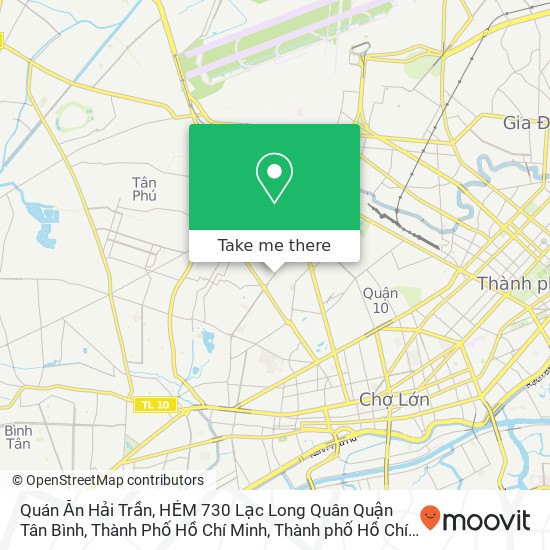 Bản đồ Quán Ăn Hải Trần, HẺM 730 Lạc Long Quân Quận Tân Bình, Thành Phố Hồ Chí Minh