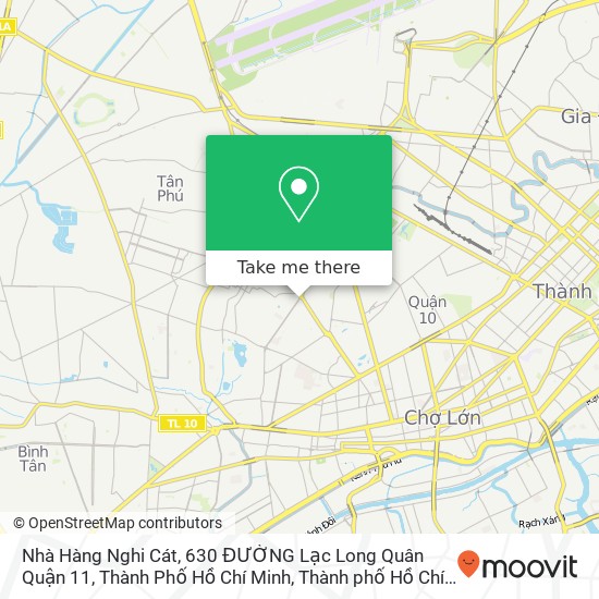 Bản đồ Nhà Hàng Nghi Cát, 630 ĐƯỜNG Lạc Long Quân Quận 11, Thành Phố Hồ Chí Minh