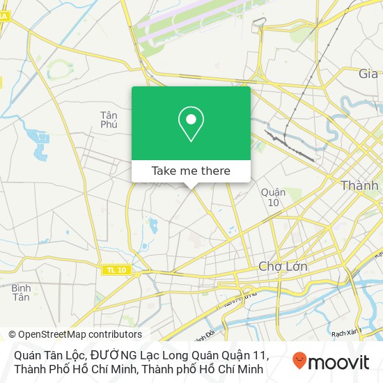 Bản đồ Quán Tân Lộc, ĐƯỜNG Lạc Long Quân Quận 11, Thành Phố Hồ Chí Minh