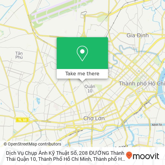 Bản đồ Dịch Vụ Chụp Ảnh Kỹ Thuật Số, 208 ĐƯỜNG Thành Thái Quận 10, Thành Phố Hồ Chí Minh
