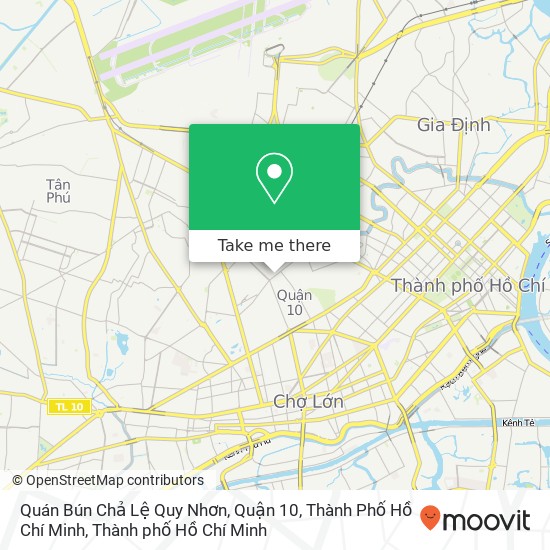 Bản đồ Quán Bún Chả Lệ Quy Nhơn, Quận 10, Thành Phố Hồ Chí Minh