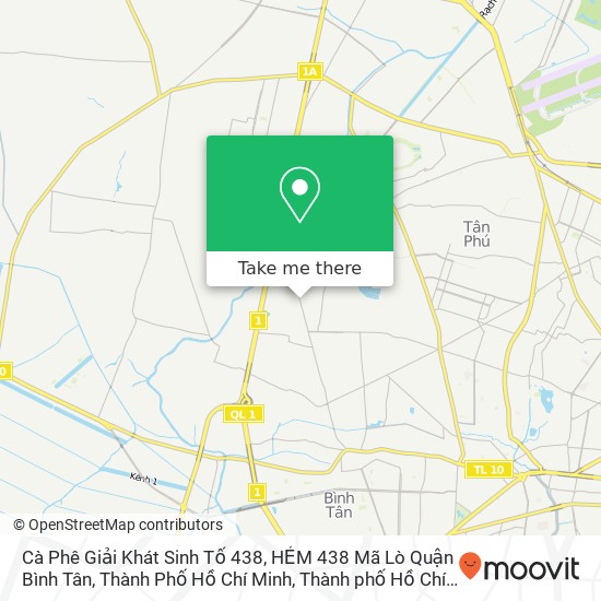 Bản đồ Cà Phê Giải Khát Sinh Tố 438, HẺM 438 Mã Lò Quận Bình Tân, Thành Phố Hồ Chí Minh